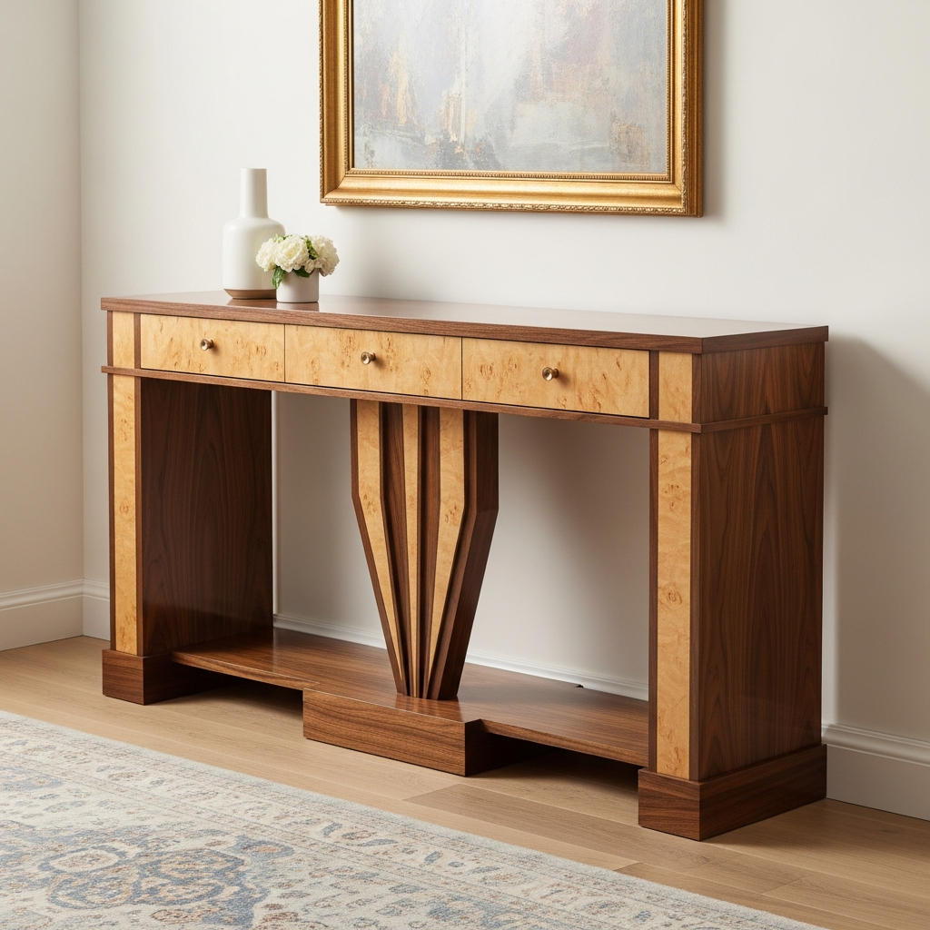 Console Art Deco — Noyer et Erable