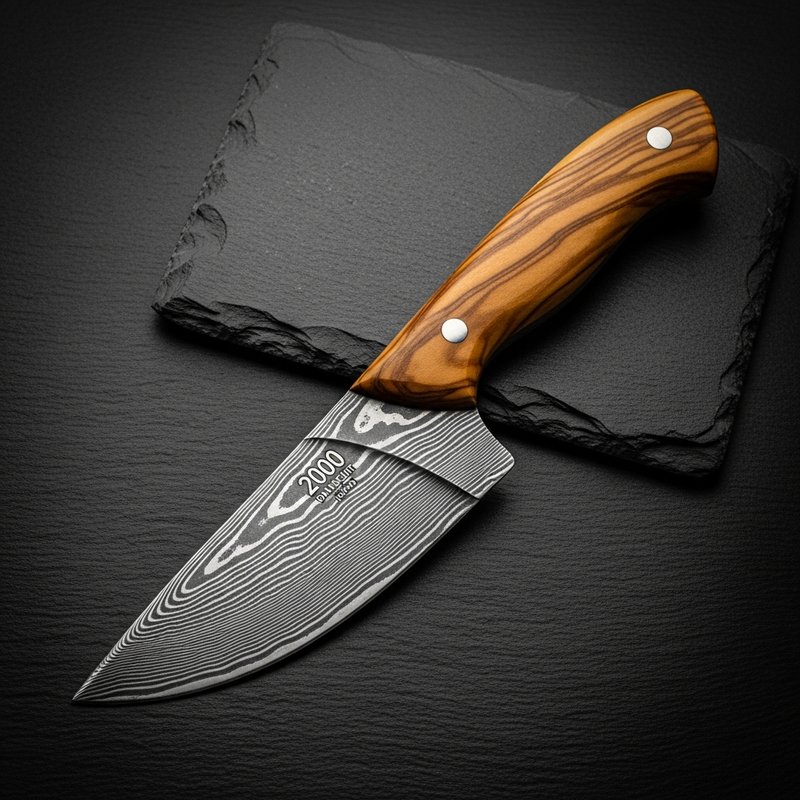 Couteau de Table — Damas et Bois d'Olivier